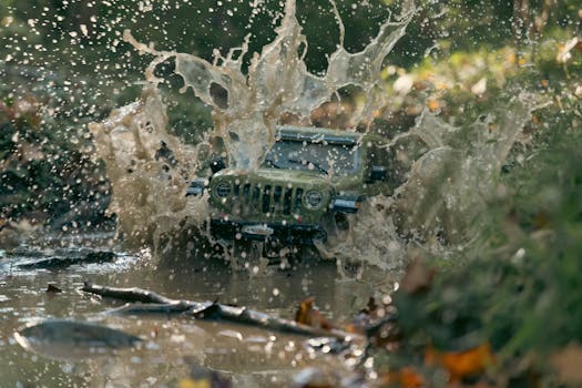 Jeep in action during a mudding contest