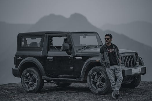 A modern Jeep in an off-road setting