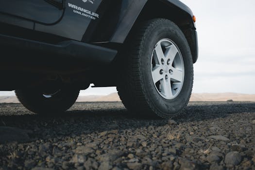 Jeep in a rugged landscape