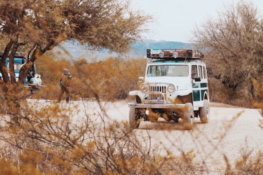 historic Jeep in wartime setting