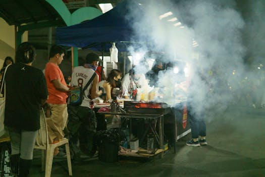 Local food stalls at a Jeep event