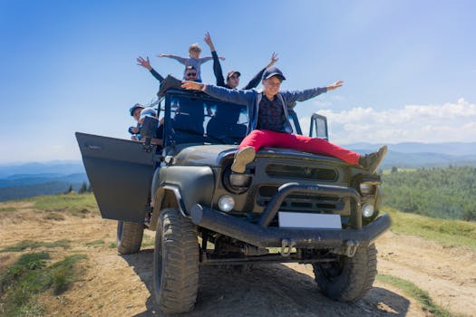 Family enjoying a Jeep road trip