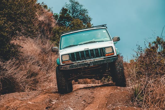 classic Jeep on rocky terrain