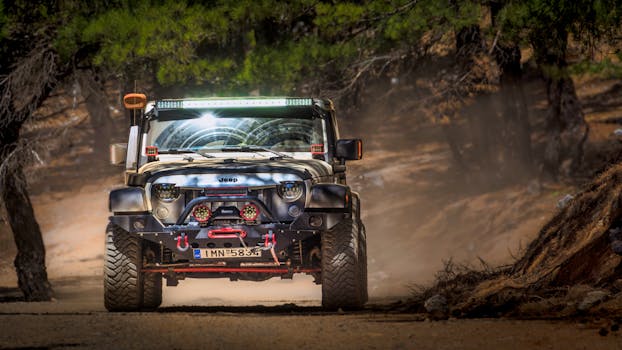 Iconic Jeep Wrangler on a rugged trail