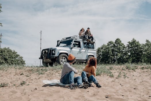 family enjoying a road trip in their Jeep