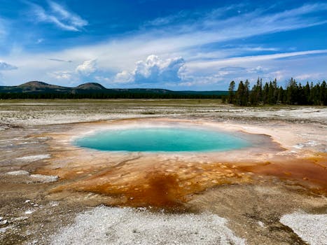 Geyser erupting in Yellowstone National Park